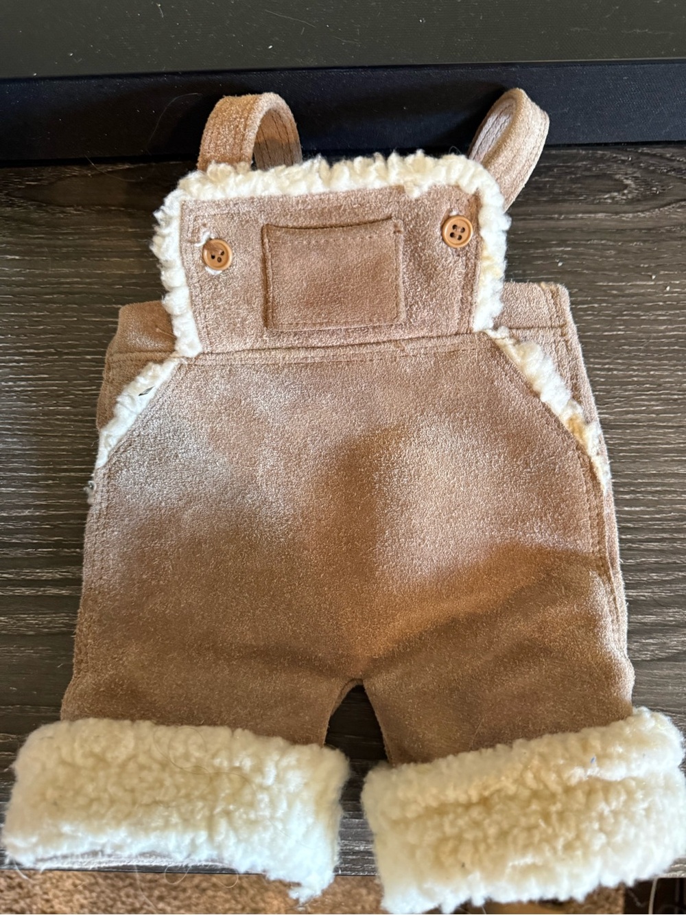 Cabbage patch kid suede overalls handmade fuzzy cuffs